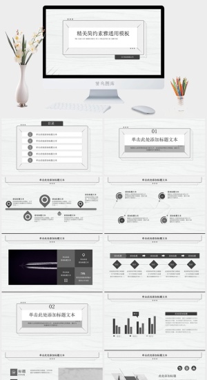精美简约素雅通用PPT模板