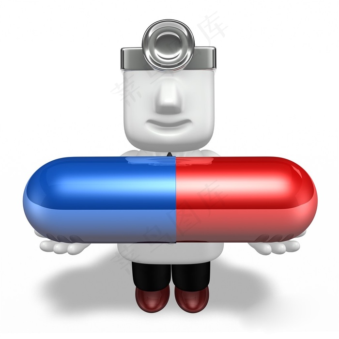 手抱着胶囊的医生