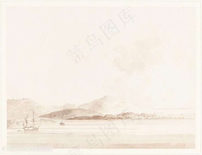 河流山脉素描装饰画