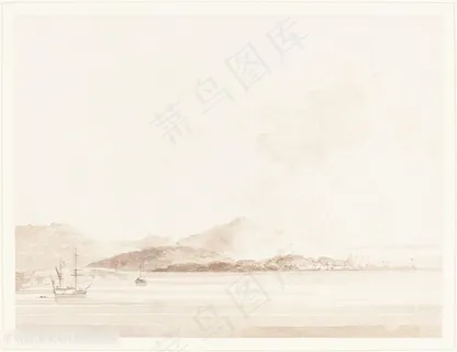 河流山脉素描装饰画