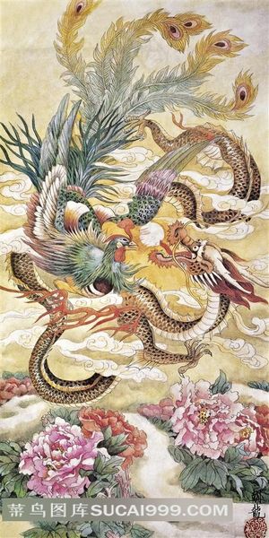 龙凤吉祥艺术绘画图片