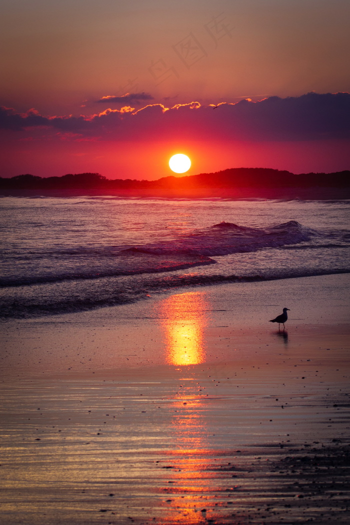 海边夕阳西下美景图片