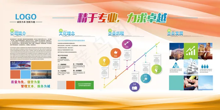 企业展板文化发展psd模版下载