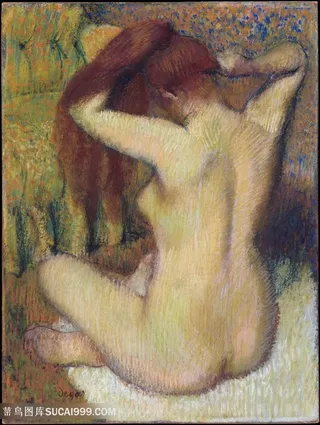 埃德加 · 德加，一个梳头的女人装饰画油画图片