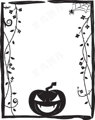 简单南瓜元素万圣节边框