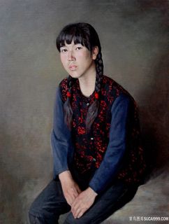 结辫子的女人油画装饰画