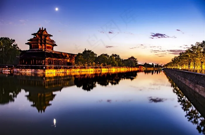 北京故宫角楼日落风景摄影大图