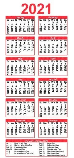 2021 年日历 PNG免抠(240x512)