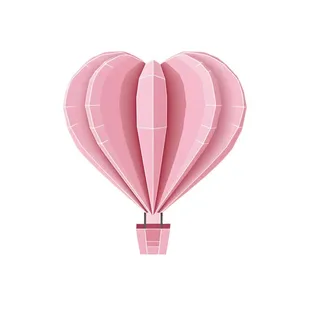 爱心热气球粉色免抠