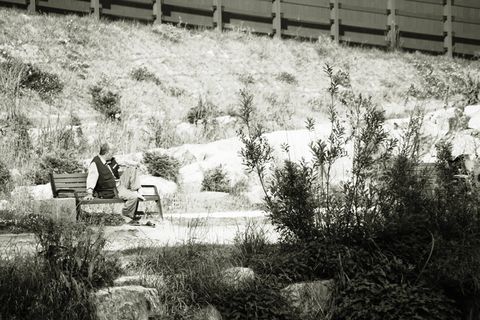 长椅上的男人图片