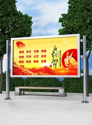 全面解读核心价值观党建展板模板