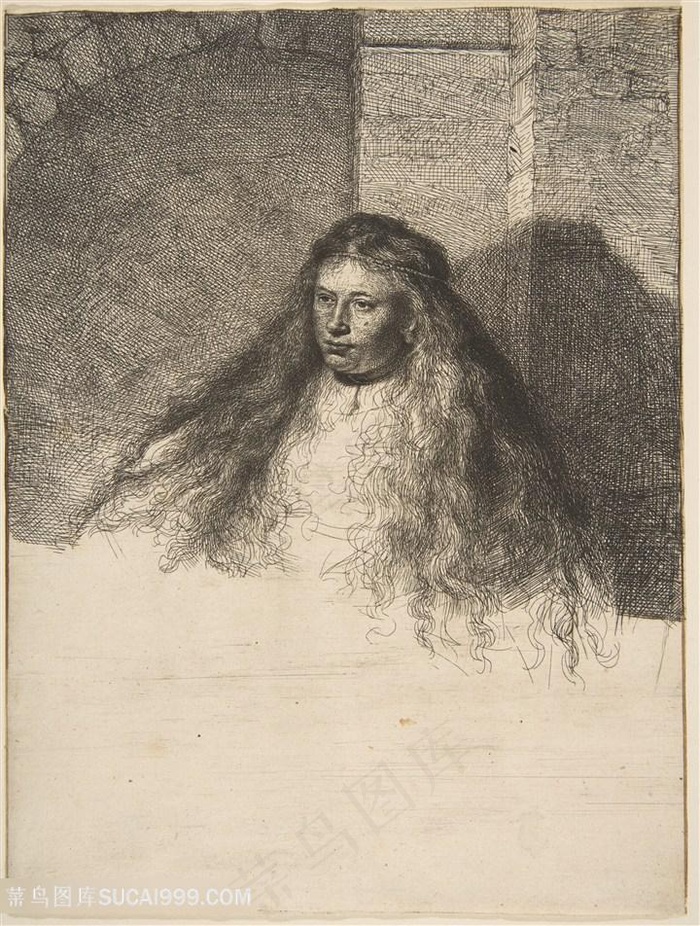 长发美女时尚艺术挂画