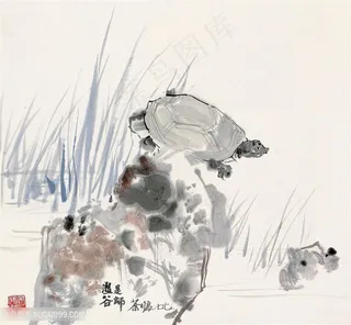 吴冠中水墨河流美景装饰画