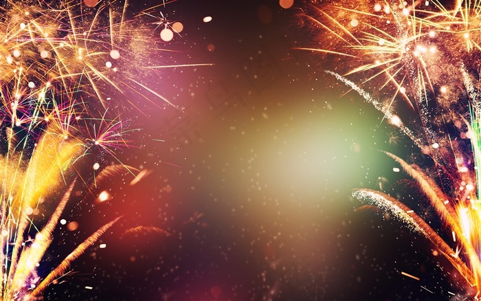 喜庆弧形烟花背景高清图片