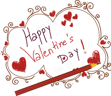 七夕节红色爱心英文图片png免抠图