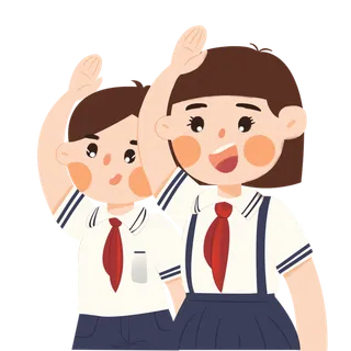 卡通少先队员敬礼人物