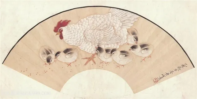 老母鸡中式装饰画