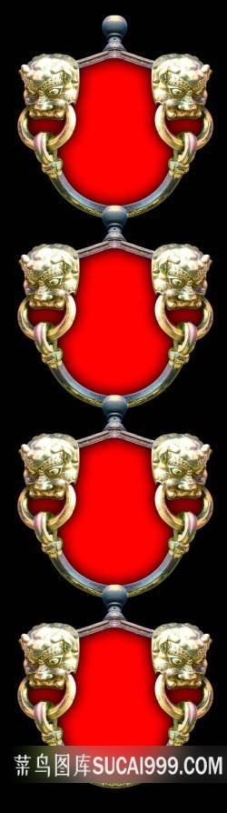 中国古典狮子头小品纹素材