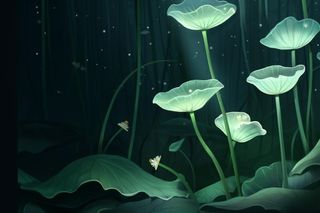 国风夜晚荷花荷叶大气背景