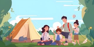 夏日亲子夏令营野外露营背景