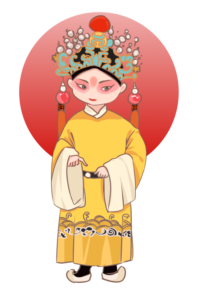 卡通京剧戏剧人物脸谱插画PNG图片 国潮中国风Q版戏剧人物PS素材