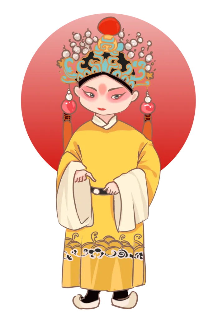 卡通京剧戏剧人物脸谱插画PNG图片 国潮中国风Q版戏剧人物PS素材