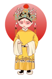 卡通京剧戏剧人物脸谱插画PNG图片 国潮中国风Q版戏剧人物PS素材