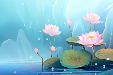 创意淡雅简约国风荷花国潮背景