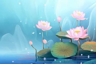 创意淡雅简约国风荷花国潮背景