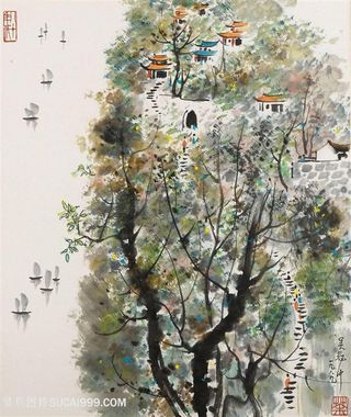 吴冠中水墨风景区装饰画