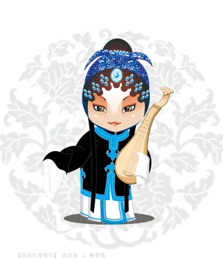 卡通京剧戏剧人物脸谱插画PNG图片 国潮中国风Q版戏剧人物PS素材