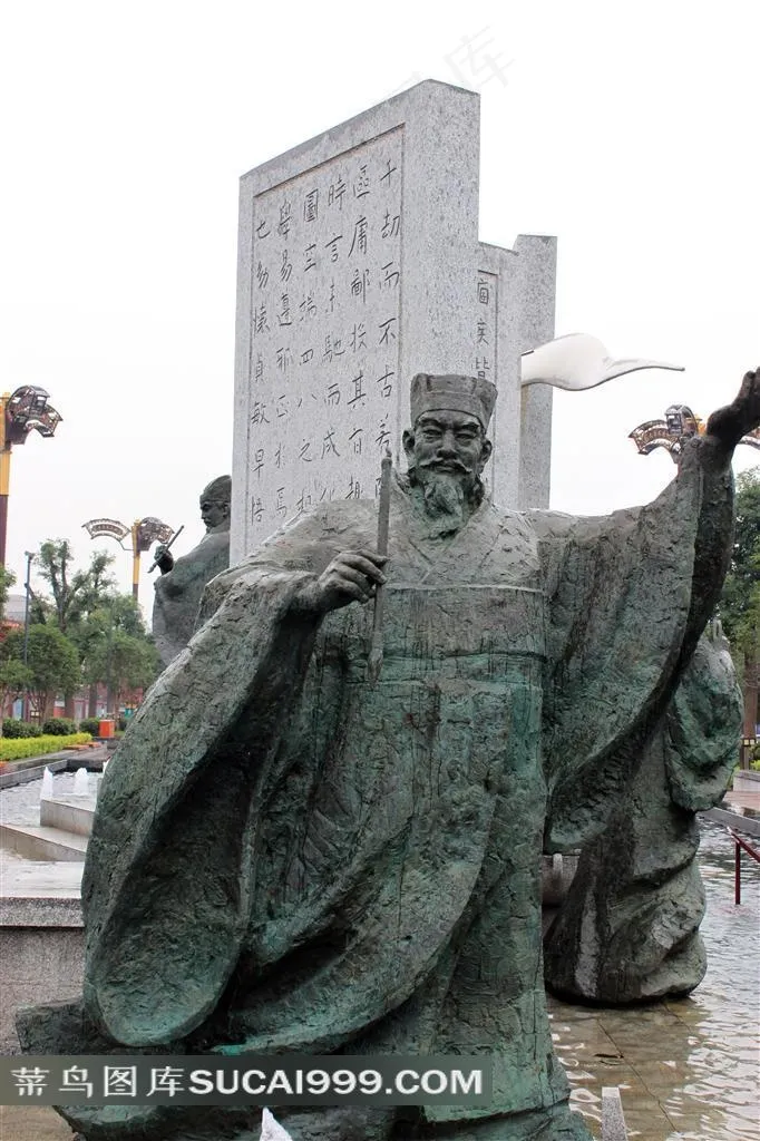 手执笔的唐代书法家雕塑摄影素材图片