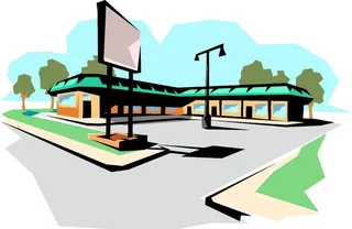 彩色卡通风80年代街道素描素材矢量图