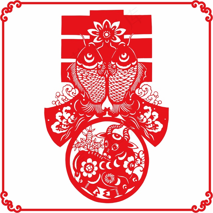 春节剪纸 剪纸风元素