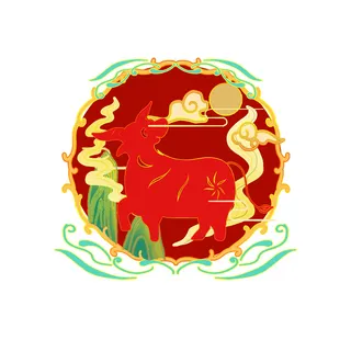 中国风国潮十二生肖牛手绘烫金插画春节剪纸元素PSD设计素材 中国风国潮十二生肖牛手绘烫金插画春节剪纸元素PSD设计素材
