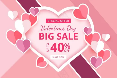 粉色情人节促销海报图片