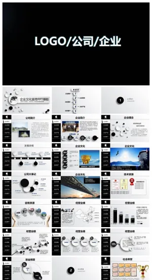 黑白企业介绍 产品介绍 ppt模板