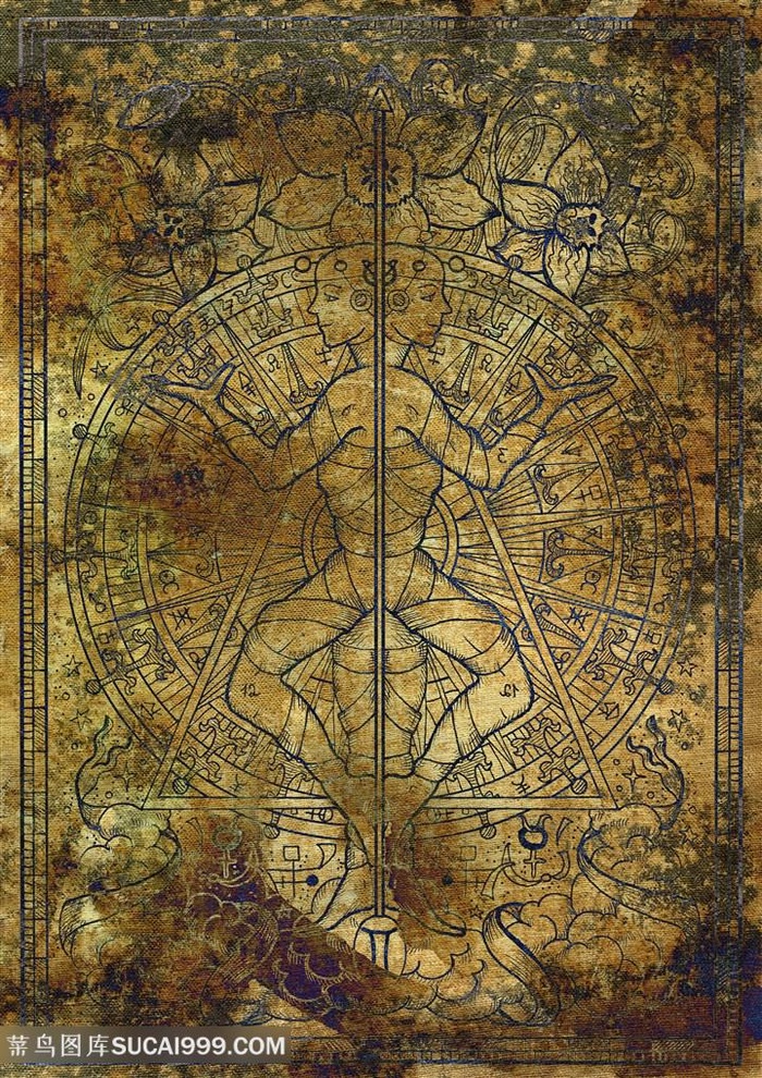 复古金色怀旧十二星宿图片