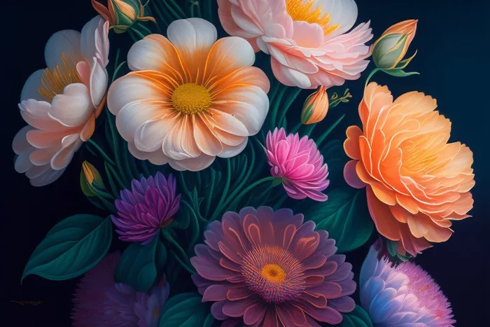 超梦幻美丽花束插画