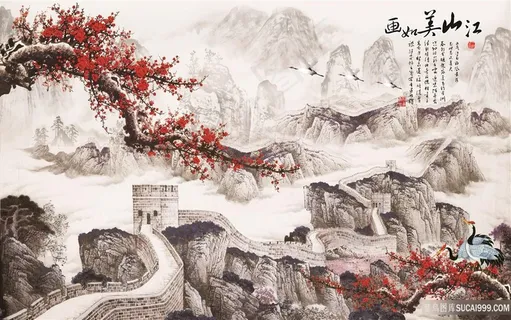 万里长城江山如画风景字画高清分辨率喷绘打印办公室挂画素材山水花草 万里长城江山如画风景字画高清分辨率喷绘打印办公室挂画素材山水花草