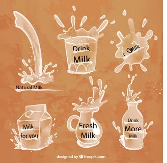 免抠飞溅牛奶标签