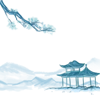 清明元素古风中式清明节山水画中国风