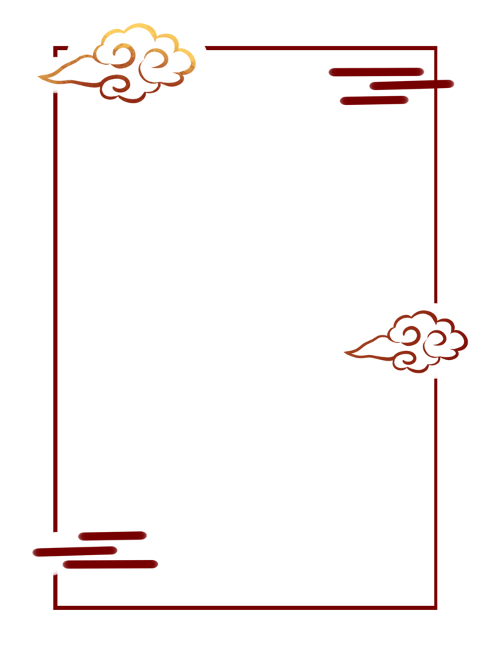 中国风中式传统祥云图案国潮古风边框云纹装饰元素PNG免抠素材图