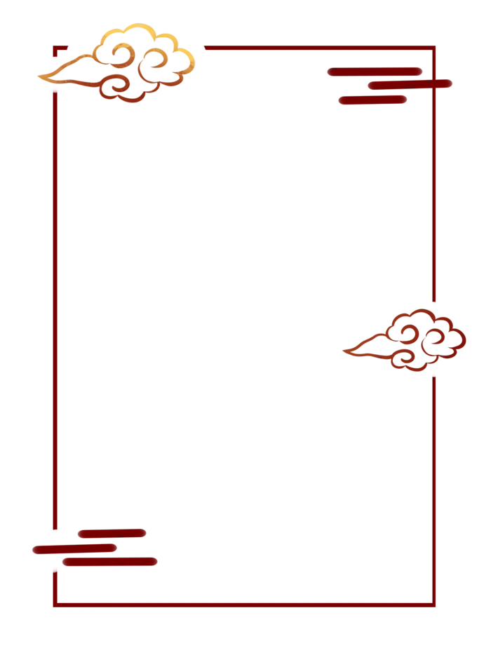 中国风中式传统祥云图案国潮古风边框云纹装饰元素PNG免抠素材图