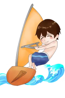 手绘游泳暑期儿童玩水插画