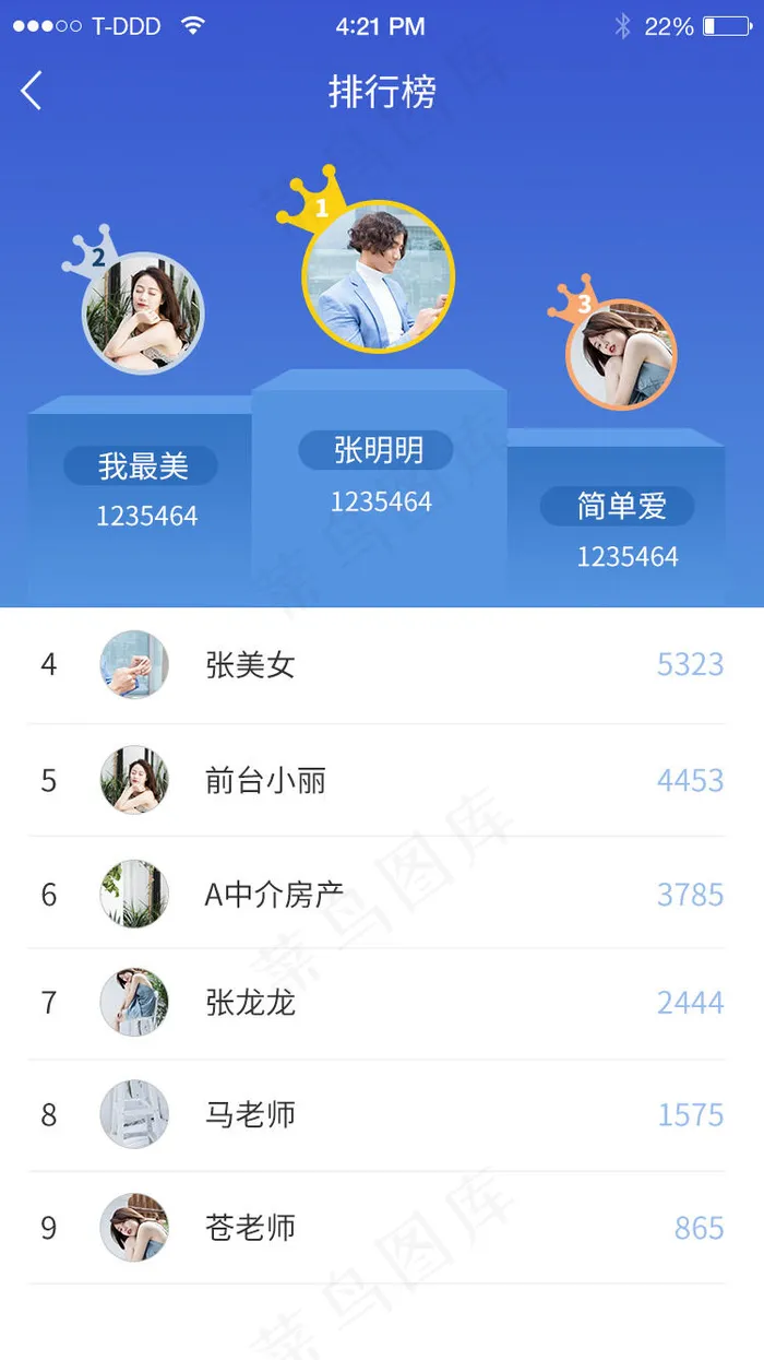 APPUI排行榜界面psd模版下载
