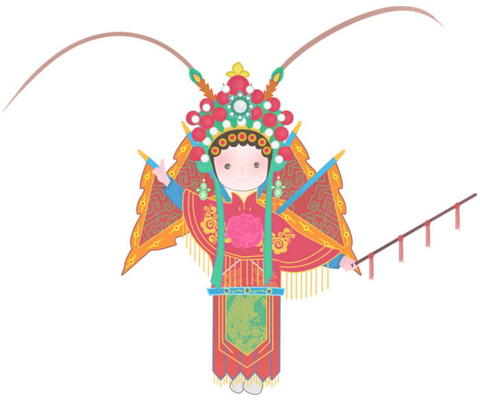 卡通京剧戏剧人物脸谱插画PNG图片 国潮中国风Q版戏剧人物PS素材