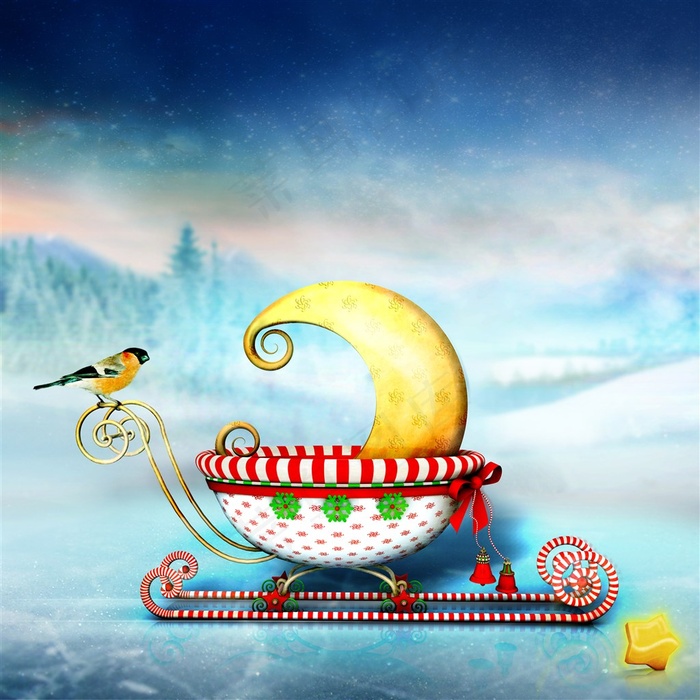 婴儿车滑雪车梦幻世界梦境秘境