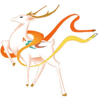 手绘国潮中国风敦煌神话九色鹿仙鹿麋鹿白鹿插画装饰PSD设计素材