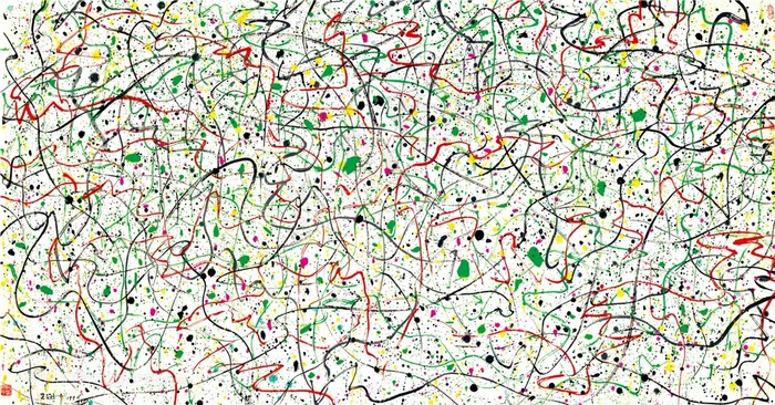 吴冠中手绘线条动感背景装饰画